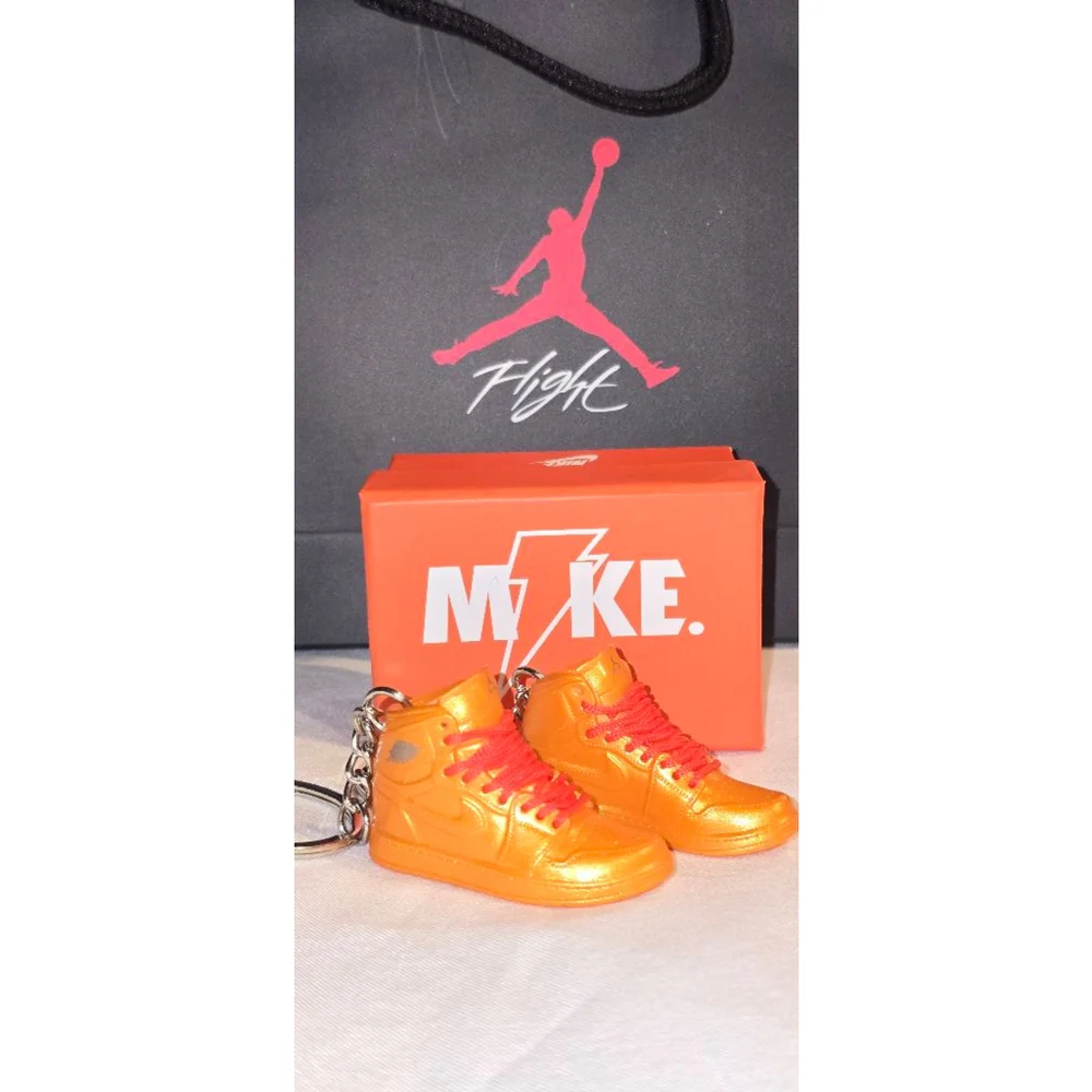 Orange & Red Sneaker Keychain Set with Box and Bag One Size